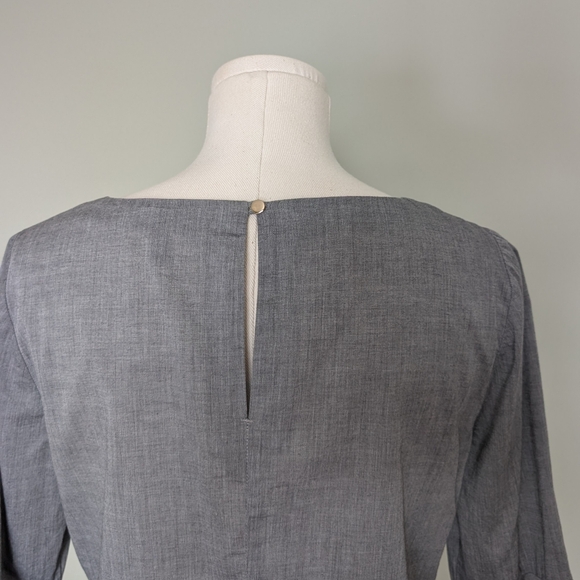 White House Black Market Women's Blouse Gray Peplum Cotton Top Size 6 - Picture 5 of 15